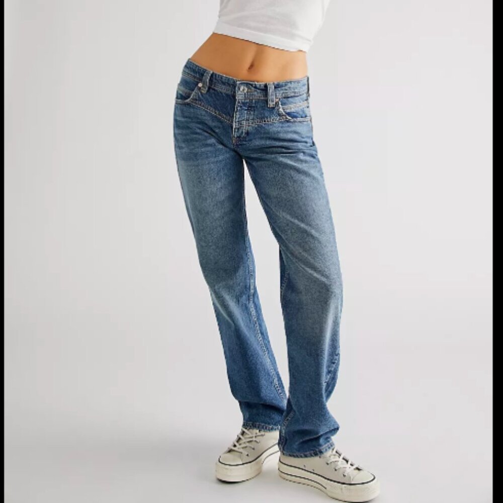 Free People‎ We The Free Shelby Boyfriend Jeans Womens 24 Low Rise Button Fly